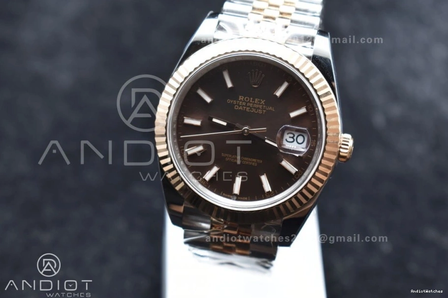 904L DateJust on Stick 41 Edition 126333 606 VR Best Clean SS Bracelet Jubilee 1:1 Steel RG Brown Breathable Dial 0113